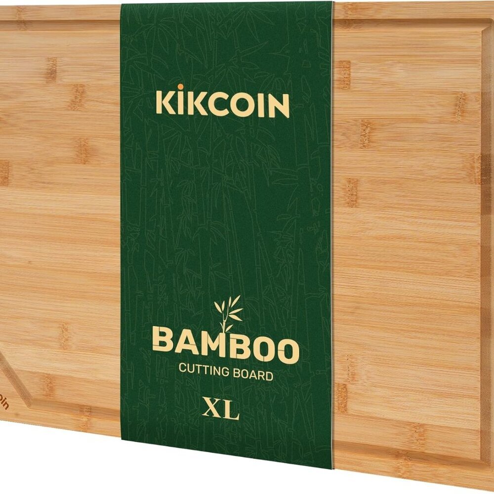 Bamboo Cutting Boards for Kitchen, Extra Large Wood Cutting Board with Deep Juic